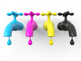 leaking water cmyk concept 3d render