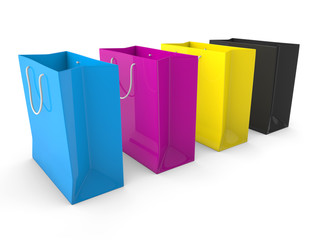 Shopping bags cmyk 3d render