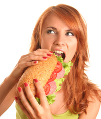 biting sandwich