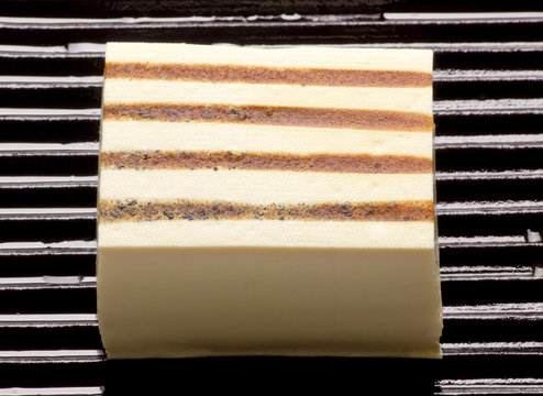 close up of a slan of tofu on a grill