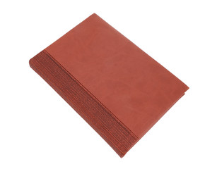 Brown leather notebook isolated on white background