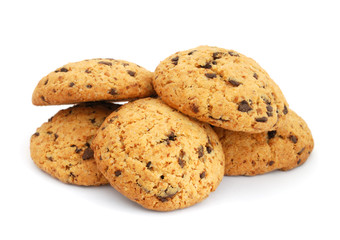 Cookies with chocolate isolated on white background