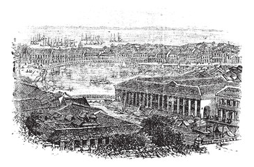 Obraz premium Singapore or Republic of Singapore vintage engraving
