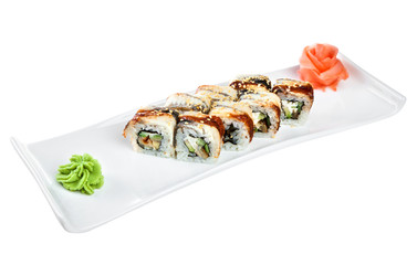Sushi (Roll Assorted Omori) on a white background