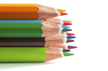 Manycolored penciles on the white background