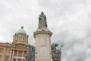 Fototapeta na wymiar An Ornate Statue of Queen Victoria in an English City Square