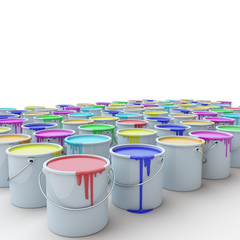buckets with paint