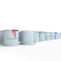 buckets with paint