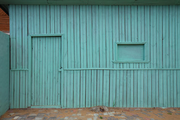 Green wooden warehouse