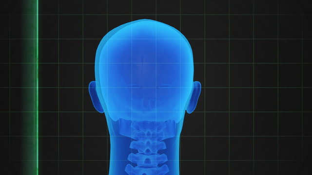 Stylized medical scanner with a rotating head