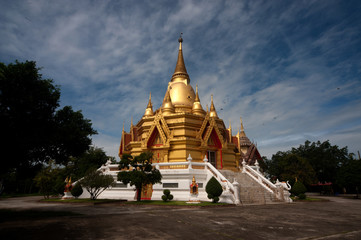Golden pagoda in temple_.