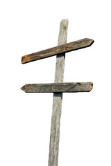 Old wooden blank sign post