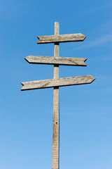 wooden blank sign post