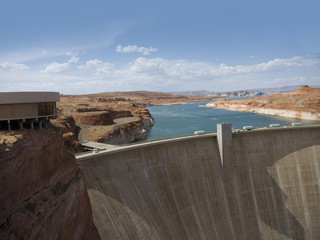 Glen Canyon Dam on Lake Powell Arizona/Utah USA - obrazy, fototapety, plakaty