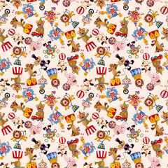 cartoon circus seamless pattern