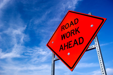 Fototapeta premium Road Work Ahead Sign