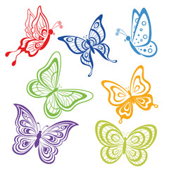 Obraz na płótnie Canvas Butterflies, coloured contours