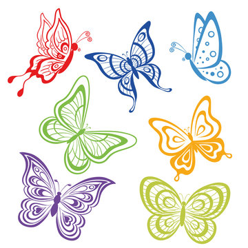 Butterflies, coloured contours
