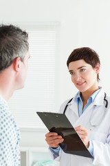 Close up of a Doctor talking to her patient