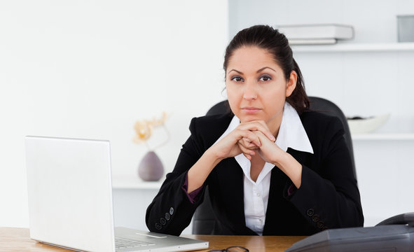 Sad businesswoman at workplace