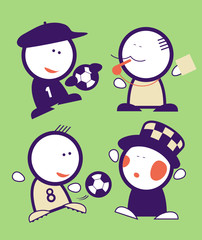 Set of football funny peoples icons.