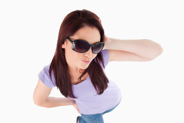 Naklejka premium Woman with sunglasses