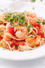 Spaghetti mit Garnelen