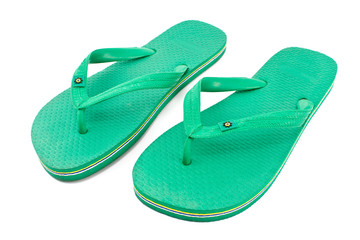Pair of green rubber flip flop sandals