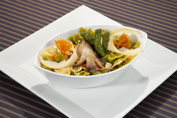 Italian pasta w asparagus, mushroom and parmesan