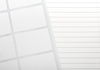 White labels on a notebook