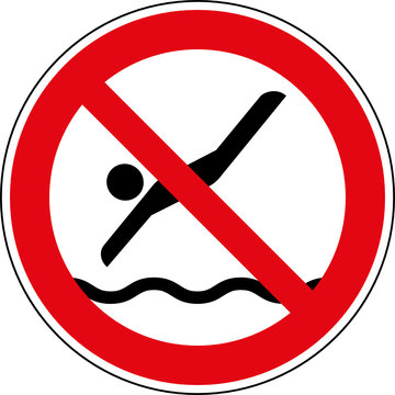 Verbotsschild Ins Wasser springen verboten Zeichen
