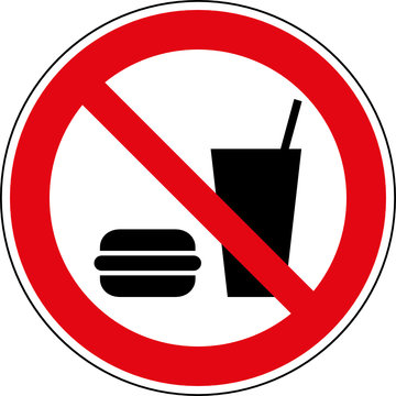 Verbotsschild Speisen und Getränke verboten Zeichen