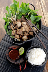 delicious hot fried rice with stream pork curry
