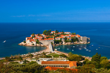 Sveti Stefan island.  Adriatic sea. Montenegro. Mediterranean