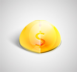 Vector abstract colored glossy dollar shape