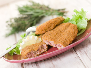salmon croquettes with green salad