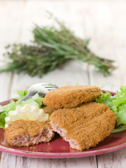 salmon croquettes with green salad