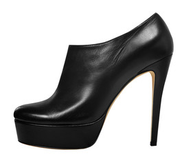 high heel black leather shoe