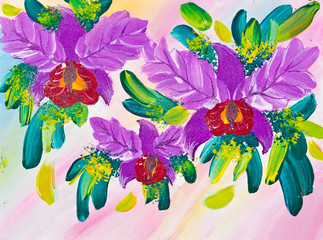 Fototapeta na wymiar poster color drawing flowers