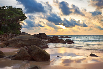 Fototapeta na wymiar Tropical beach at sunset.