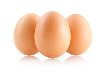 three eggs isolated on white