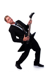 Businessman with electronic guitar