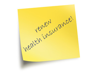 Yellow Post It Note With Text "Health Insurance"