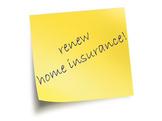 Yellow Post It Note With Text "Home Insurance"