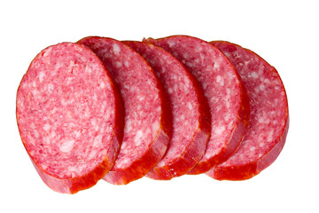 Tasty sausage isolated on white
