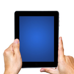digital tablet on hands