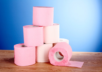 Toilet pape on blue background