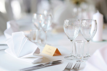 Table set for an event party or wedding reception