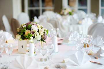 Table set for an event party or wedding reception