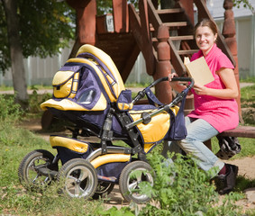 Woman  with pram